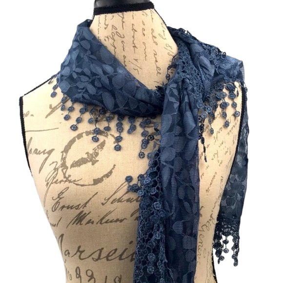 Blue Lace🧣Embroidered Scarf/Shawl